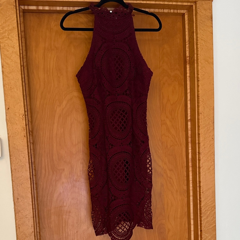 Elegant Burgundy Lace Dress